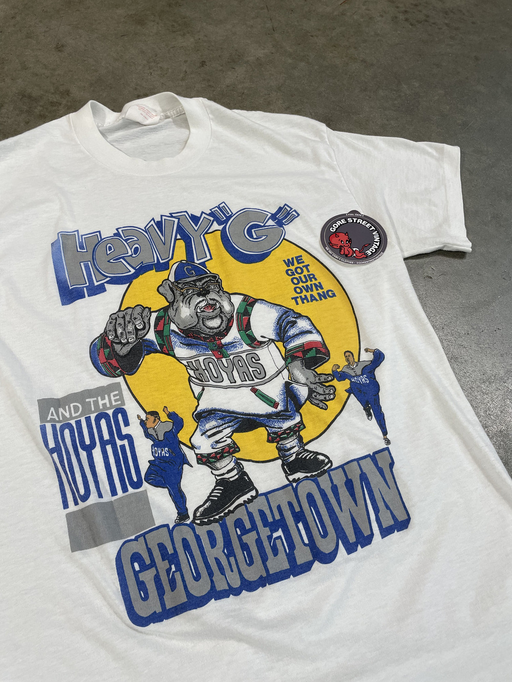 Vintage 80s Georgetown Hoyas Heavy D Rap Tee 19x29